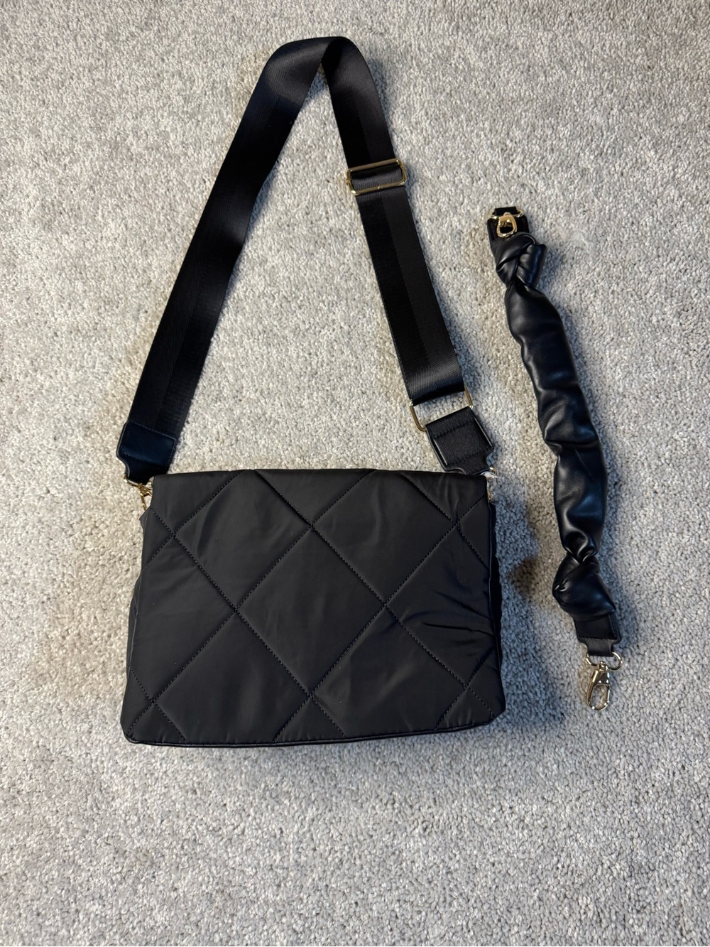 Chico's Quilted Black Purse with Interchangeable Straps